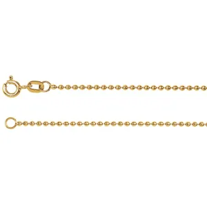 14k Yellow Gold Solid Bead 7" Chain