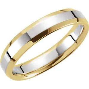 14K Yellow/White 4 mm Beveled-Edge Band Size 10.5