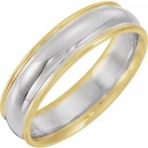 14K Yellow/White/Yellow 6 mm Grooved Band Size 6.5