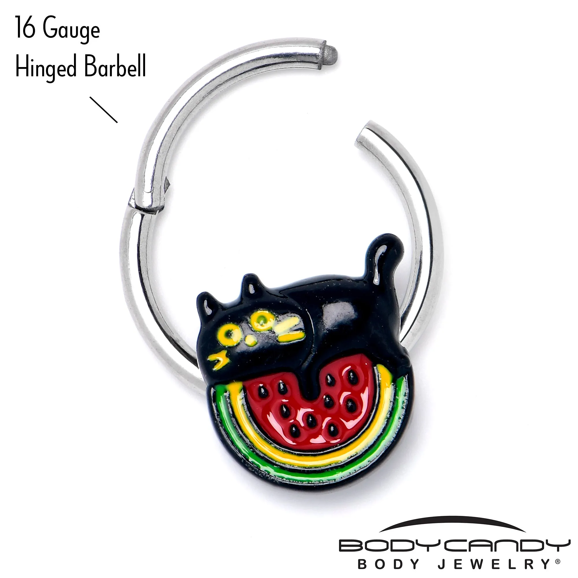 16 Gauge 3/8 Watermelon Cat Love Hinged Segment Ring