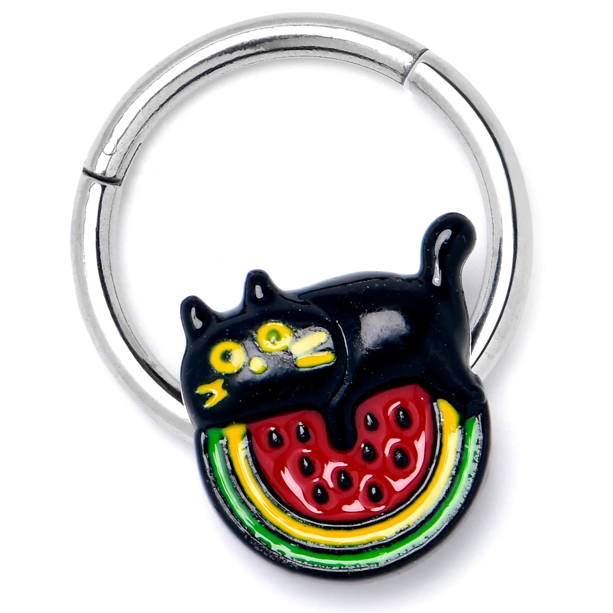 16 Gauge 3/8 Watermelon Cat Love Hinged Segment Ring