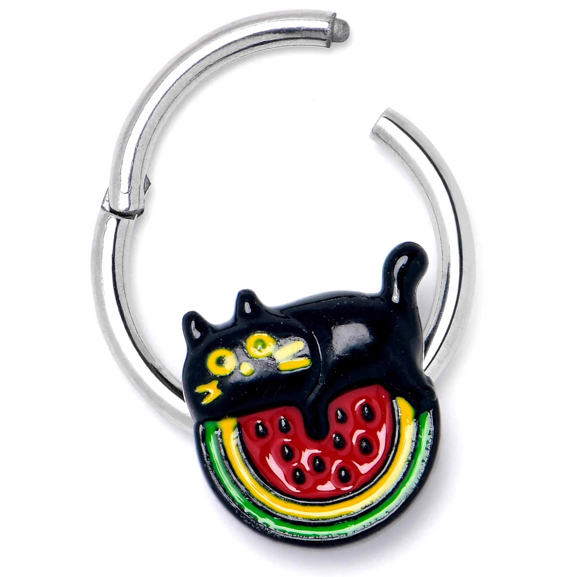 16 Gauge 3/8 Watermelon Cat Love Hinged Segment Ring