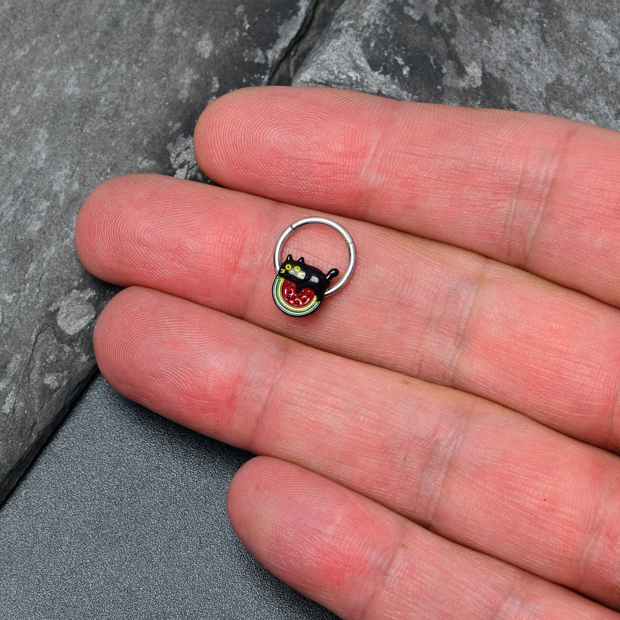16 Gauge 3/8 Watermelon Cat Love Hinged Segment Ring