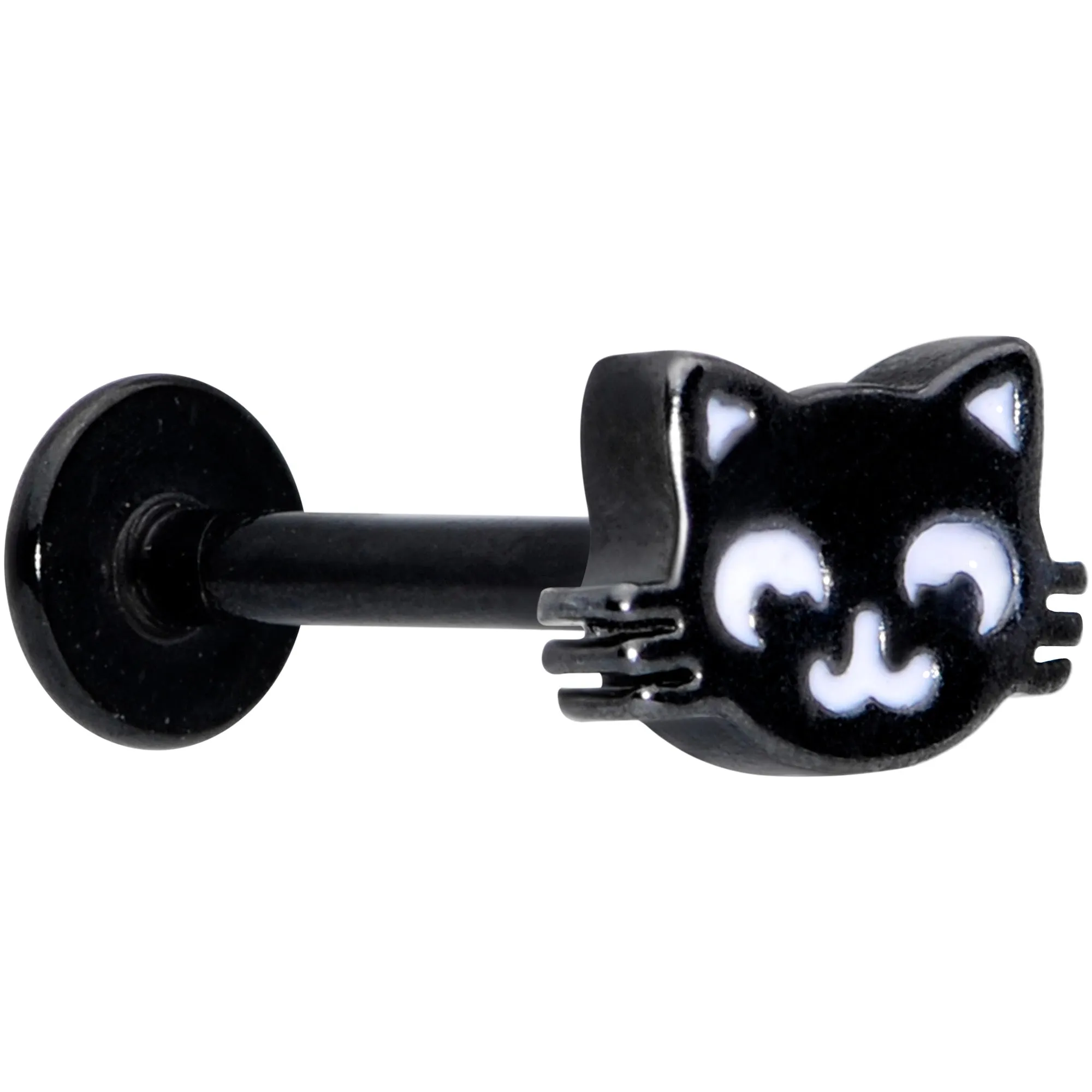 16 Gauge 5/16 Black Cat Mouse Halloween Labret Monroe Tragus