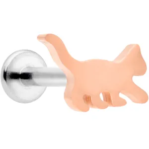 16 Gauge 5/16 Rose Gold Tone Cat Internally Threaded Labret Tragus