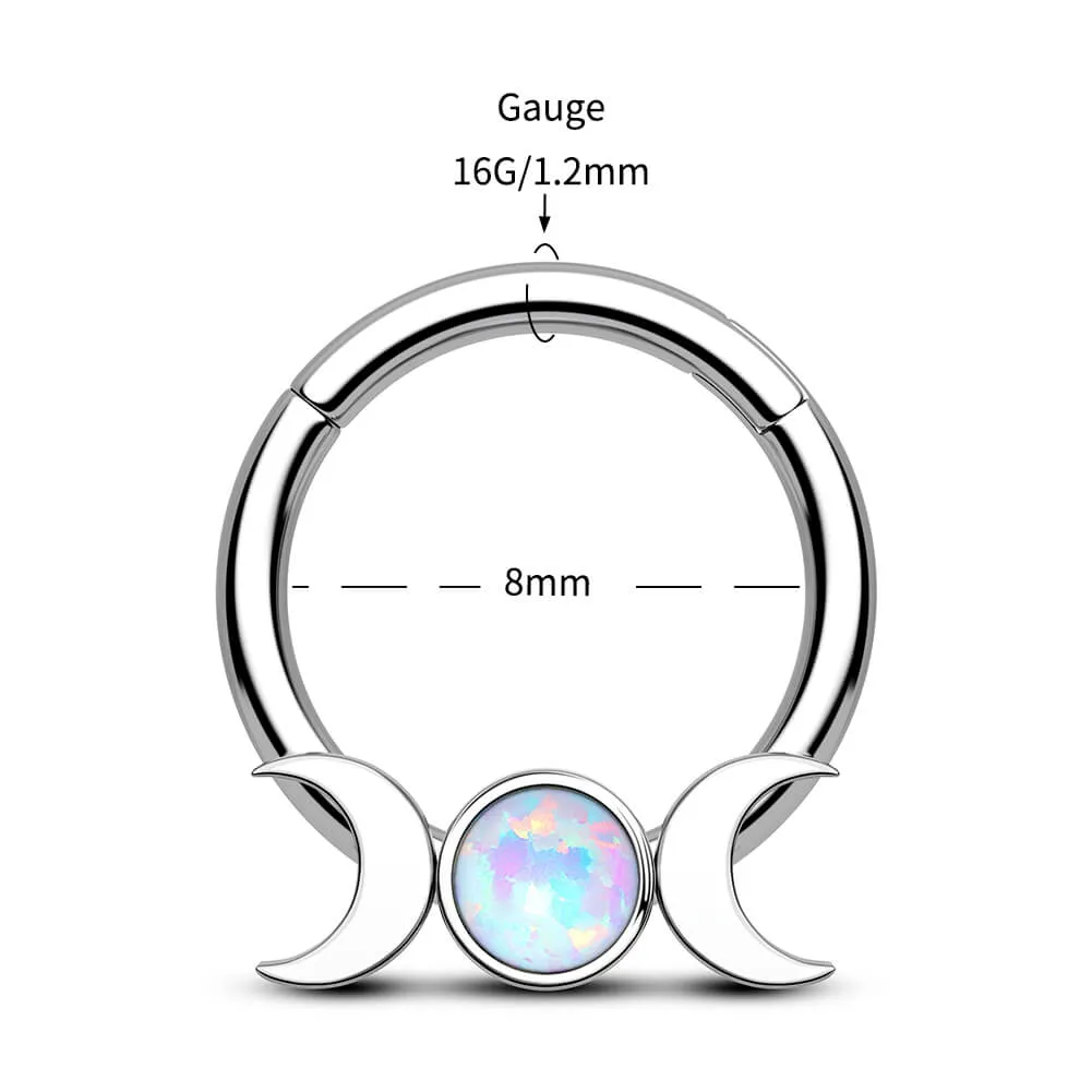 16G/14G Moon Phase Hinged Segment Septum Ring