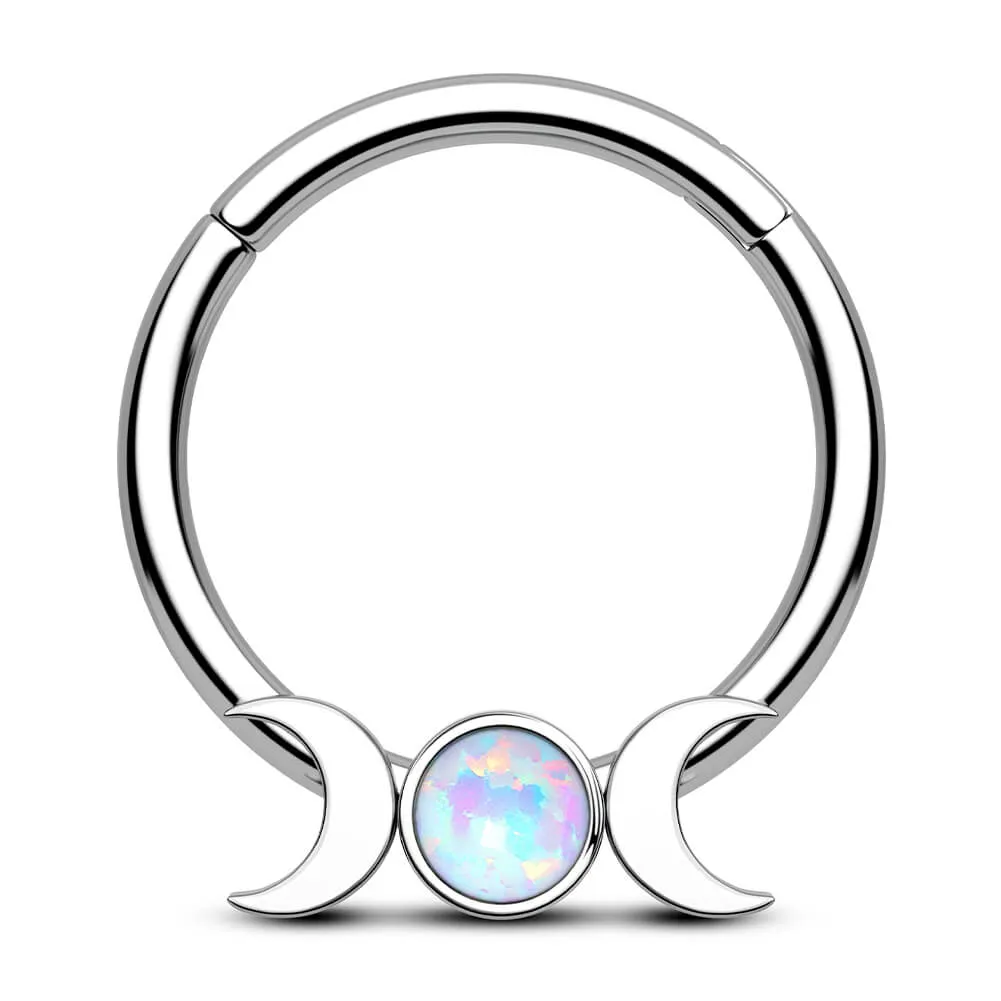16G/14G Moon Phase Hinged Segment Septum Ring