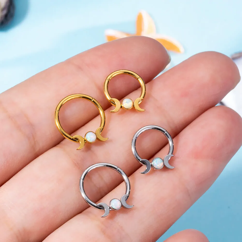 16G/14G Moon Phase Hinged Segment Septum Ring