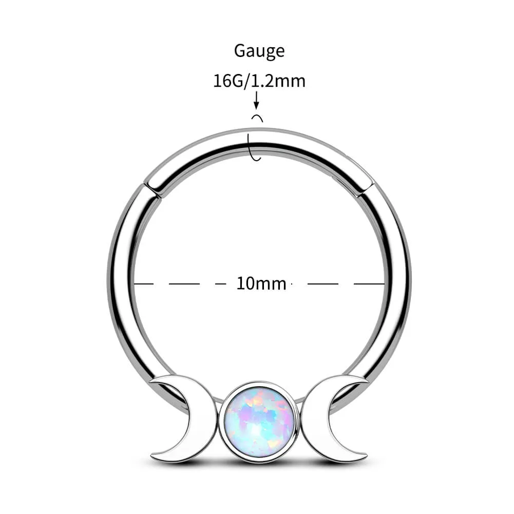 16G/14G Moon Phase Hinged Segment Septum Ring