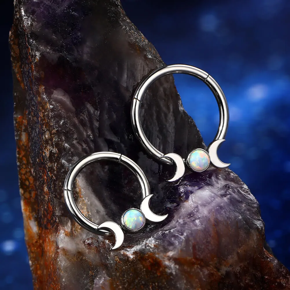 16G/14G Moon Phase Hinged Segment Septum Ring