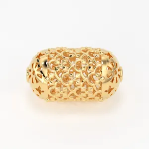 18k Solid Gold Handmade Artistic Roman Oval Spacer Bead Finding 12mm 13mm 14mm