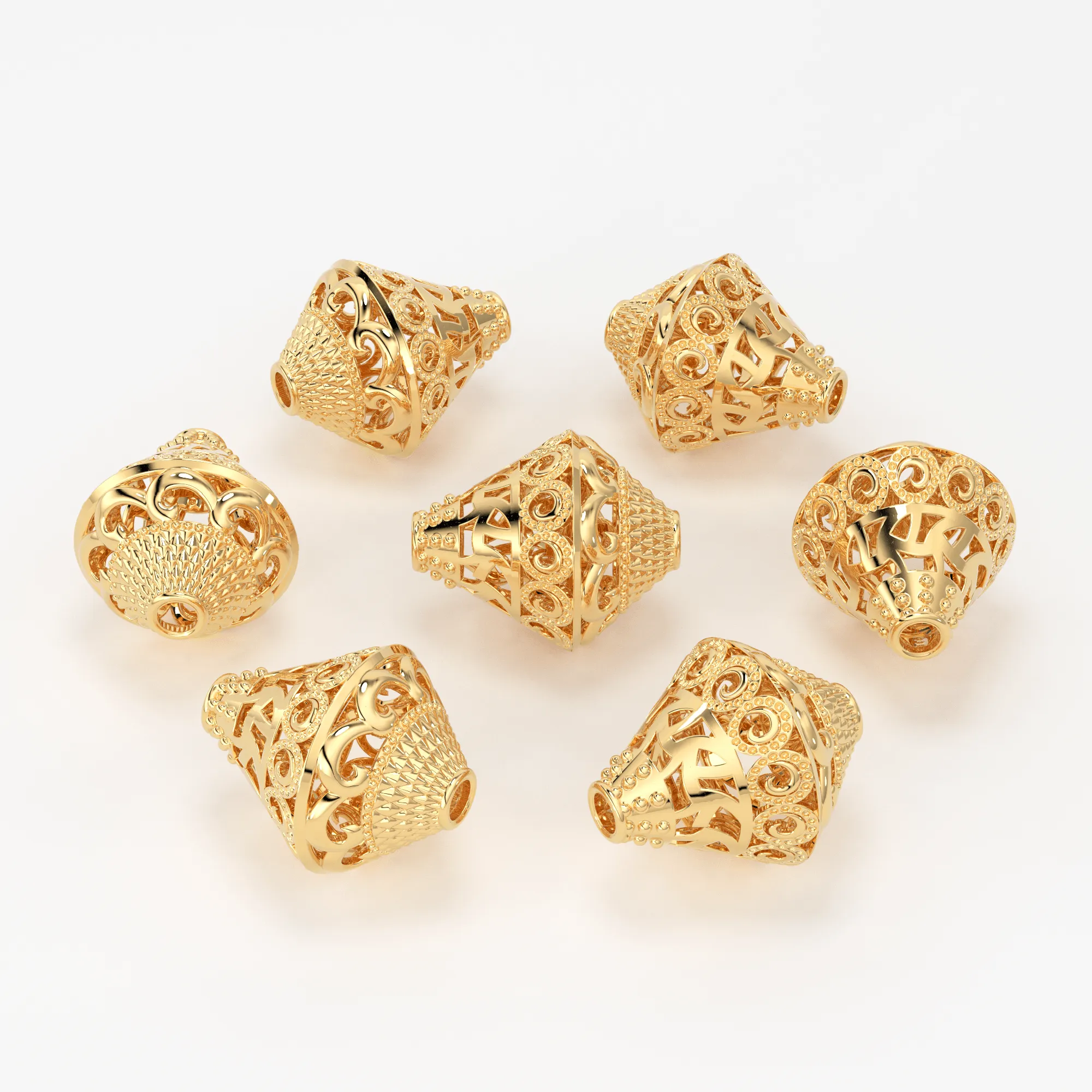 18k Solid Gold Handmade Designer Geometric Cone Spacer Bead Finding 8.75mm 10mm 11mm