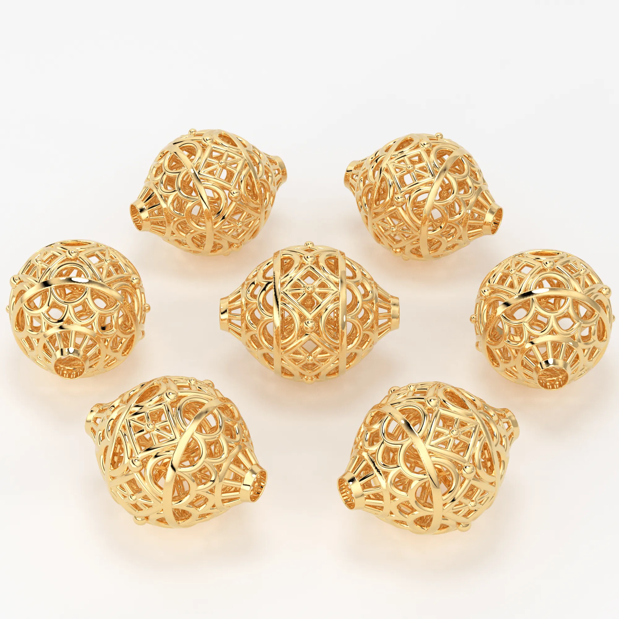 18k Solid Gold Handmade Designer Round Spacer Bead Finding 8mm 9mm 10mm