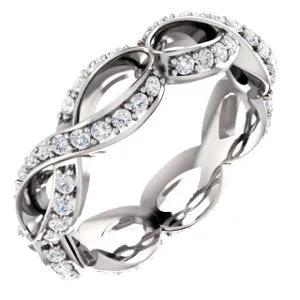 18K White 5/8 CTW Diamond Sculptural-Inspired Eternity Band Size 7.5