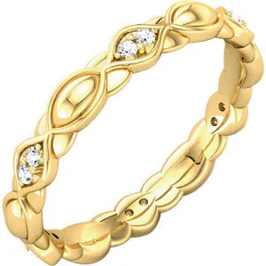 18K Yellow 1/8 CTW Diamond Sculptural-Inspired Eternity Band Size 5.5