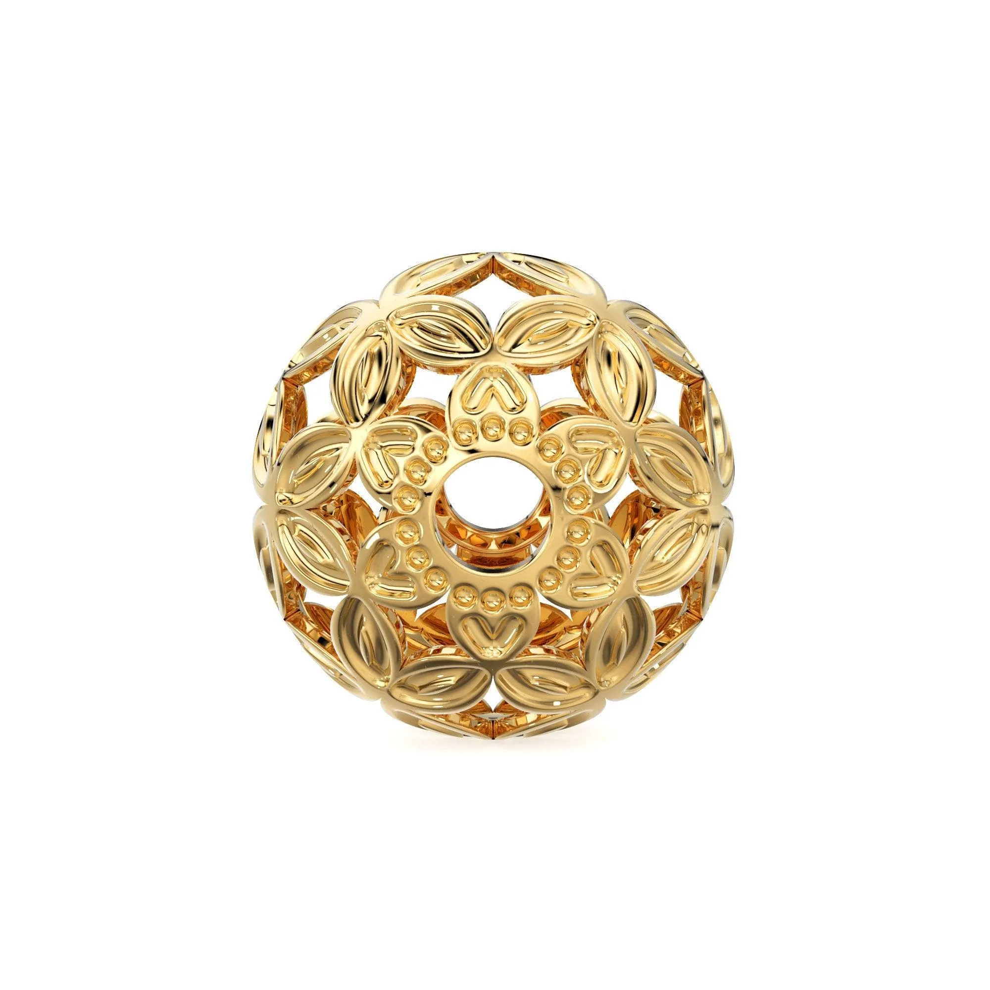 2 piece Floral Round Designer Solid Gold 14k 18k Handmade Gold Spacer Bead Jewelry Making Supply 6mm
