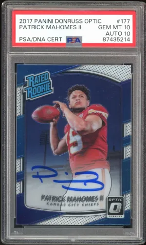 2017 Donruss Optic Rated Rookie Patrick Mahomes RC PSA 10/10 Auto GEM MINT
