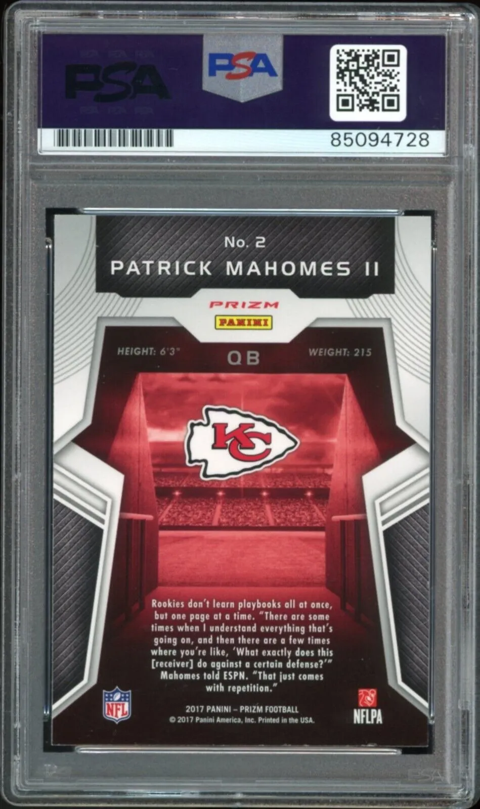2017 Prizm Introductions Silver Patrick Mahomes RC PSA/DNA Auto GEM MINT 10