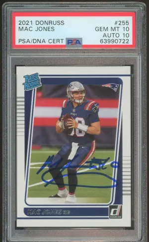 2021 Panini Donruss Rated Rookie #255 Mac Jones RC Patriots PSA 10/10 Auto BAS