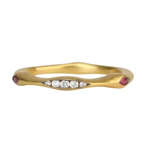 22K Gold Pave Diamond & Ruby "Eye of Horus" Ring
