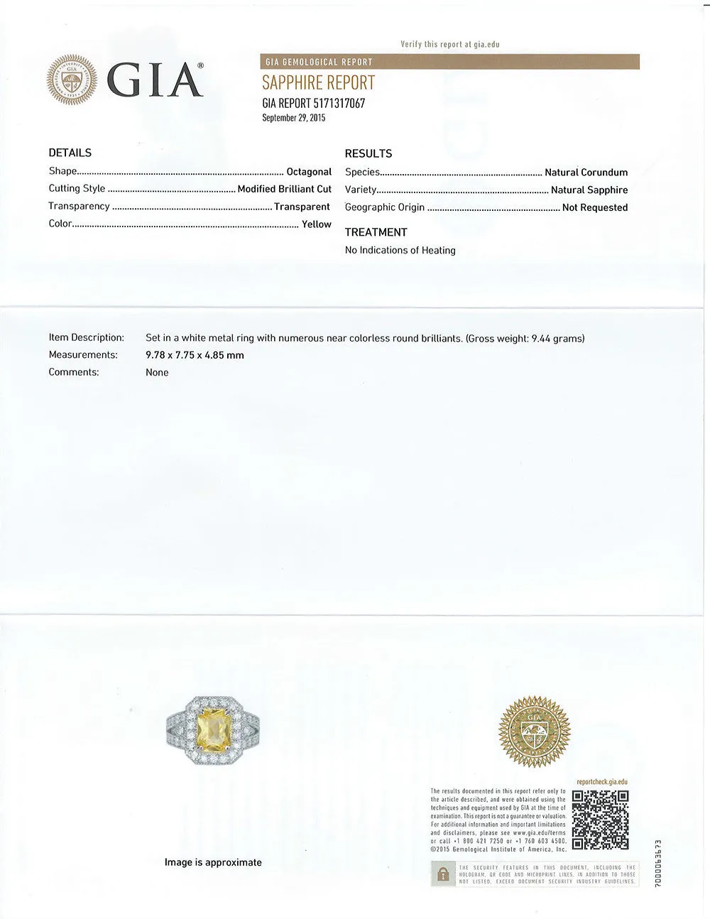 3.64ct Radiant Yellow Sapphire Ring with Diamond Halo in 18K White Gold