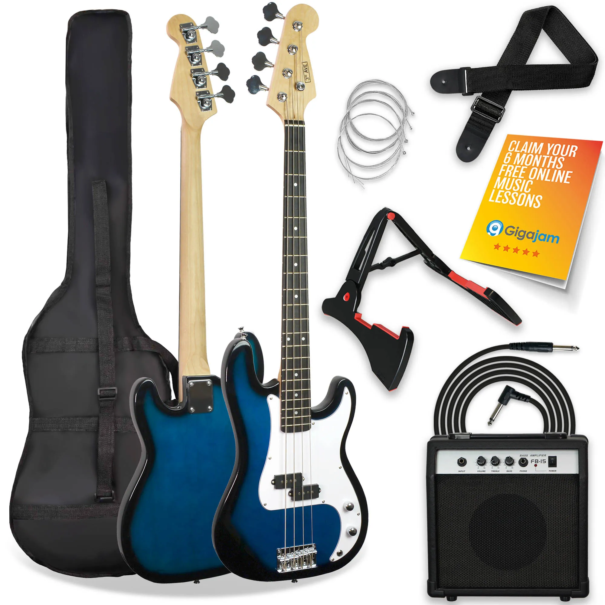 3rd Avenue Electric Bass Guitar Pack