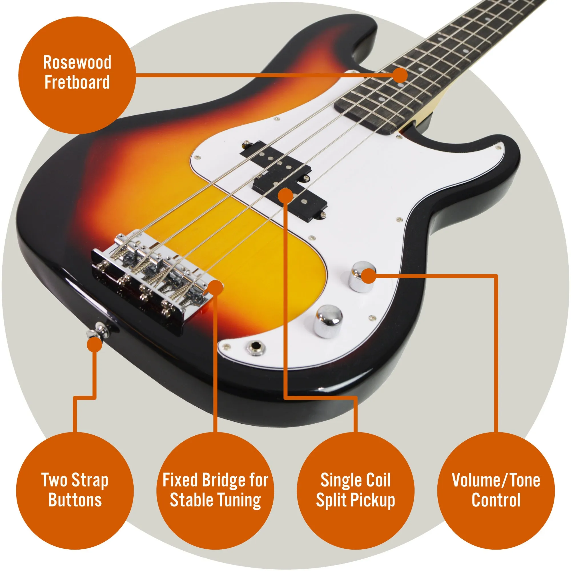3rd Avenue Electric Bass Guitar Pack
