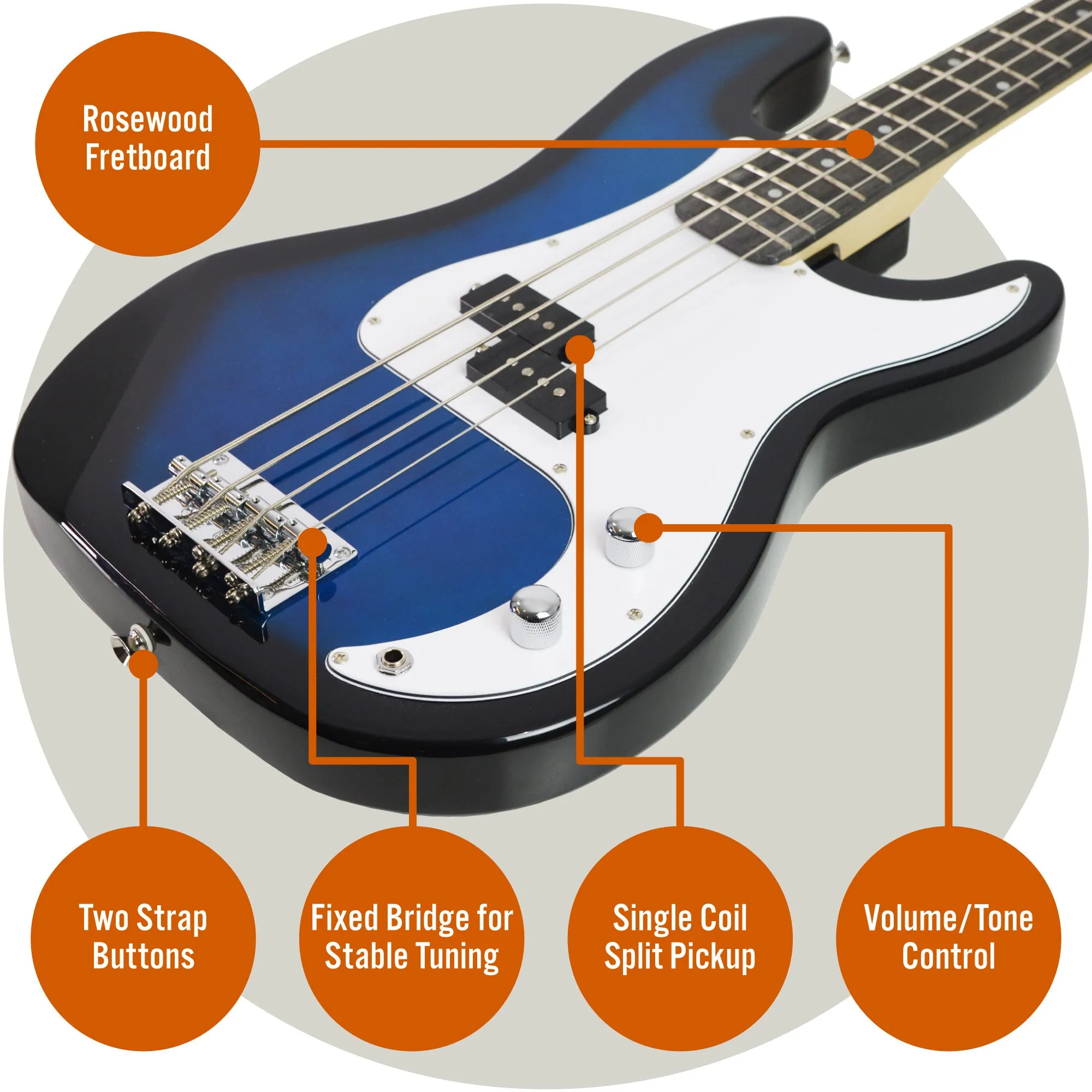 3rd Avenue Electric Bass Guitar Pack
