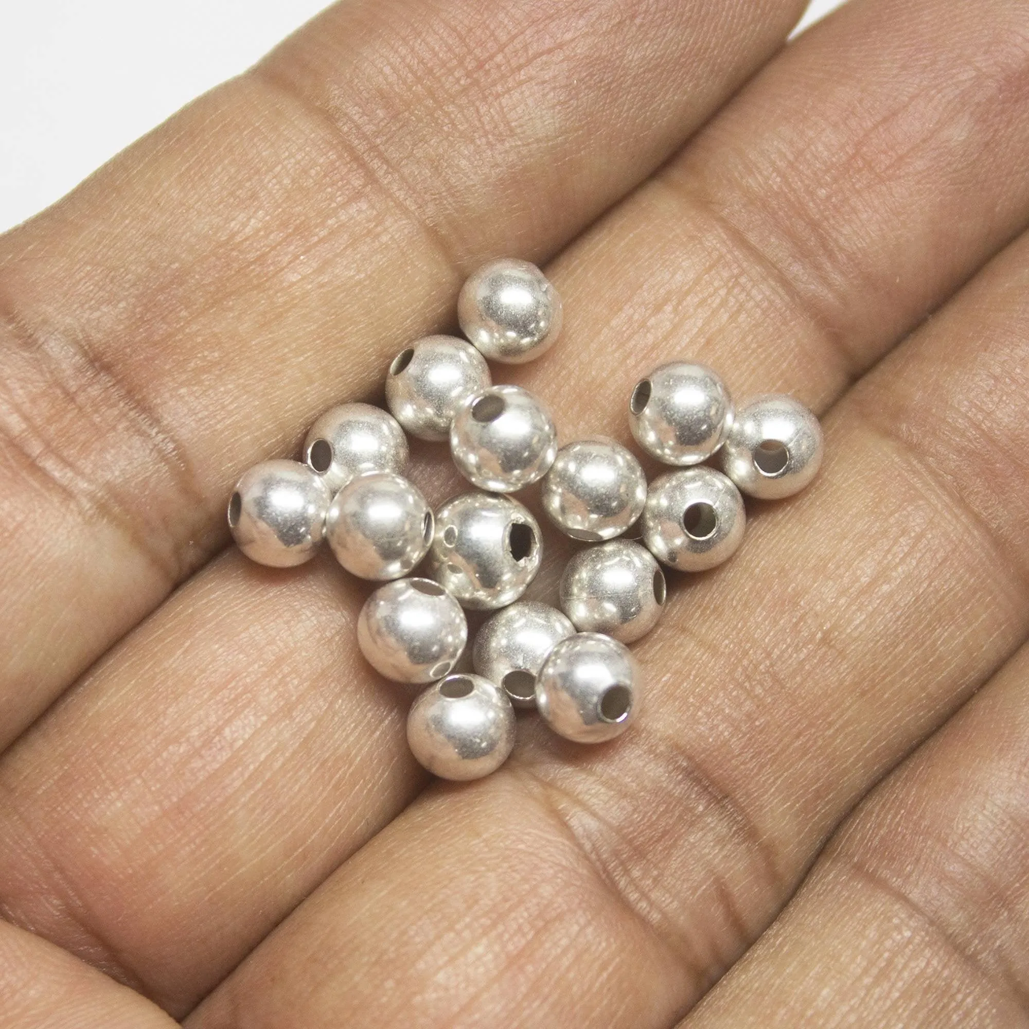 48 Round Ball Spacer Bead Silver Tone