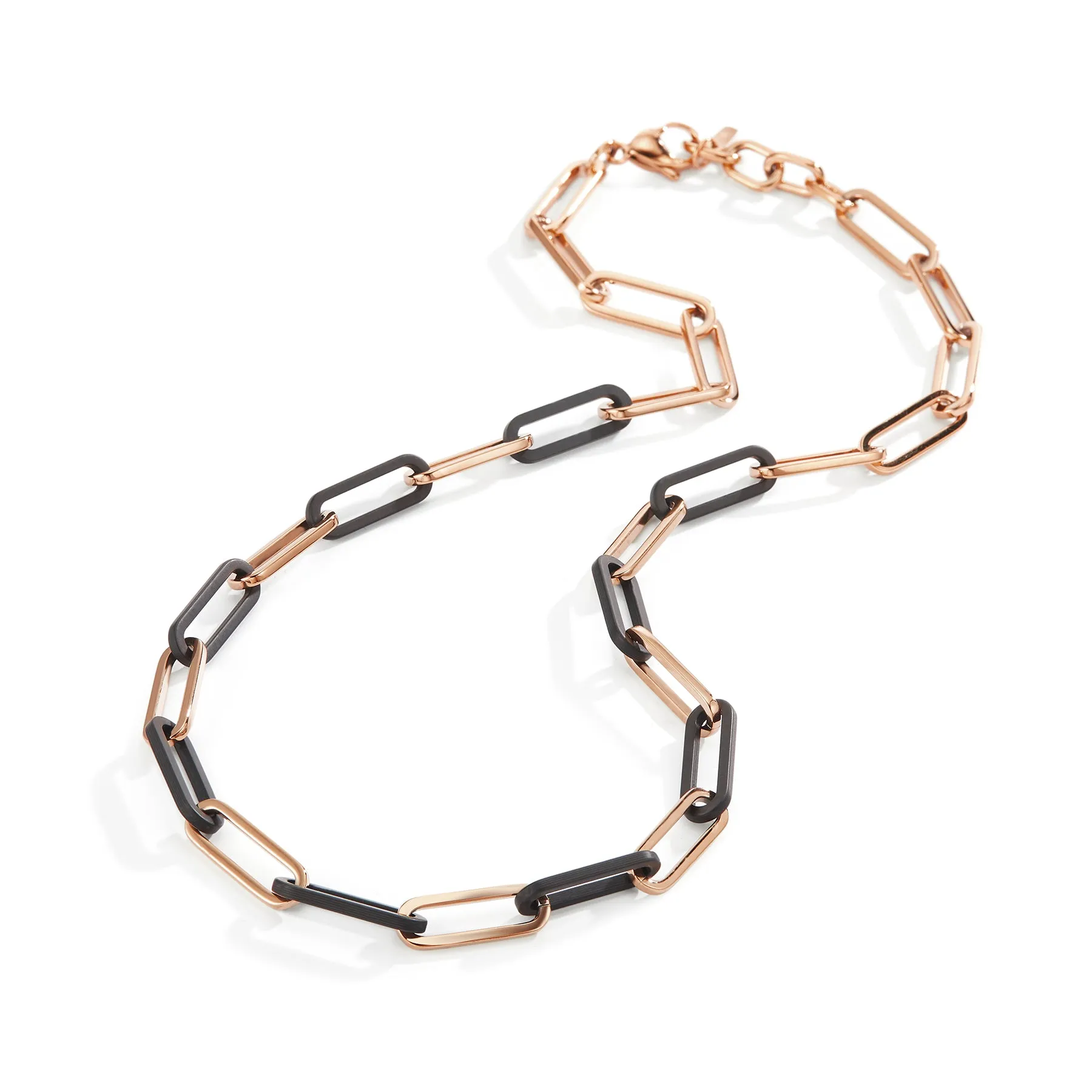 596989 TeNo Rose Gold Stainless Steel   Carbon SOHO Necklace