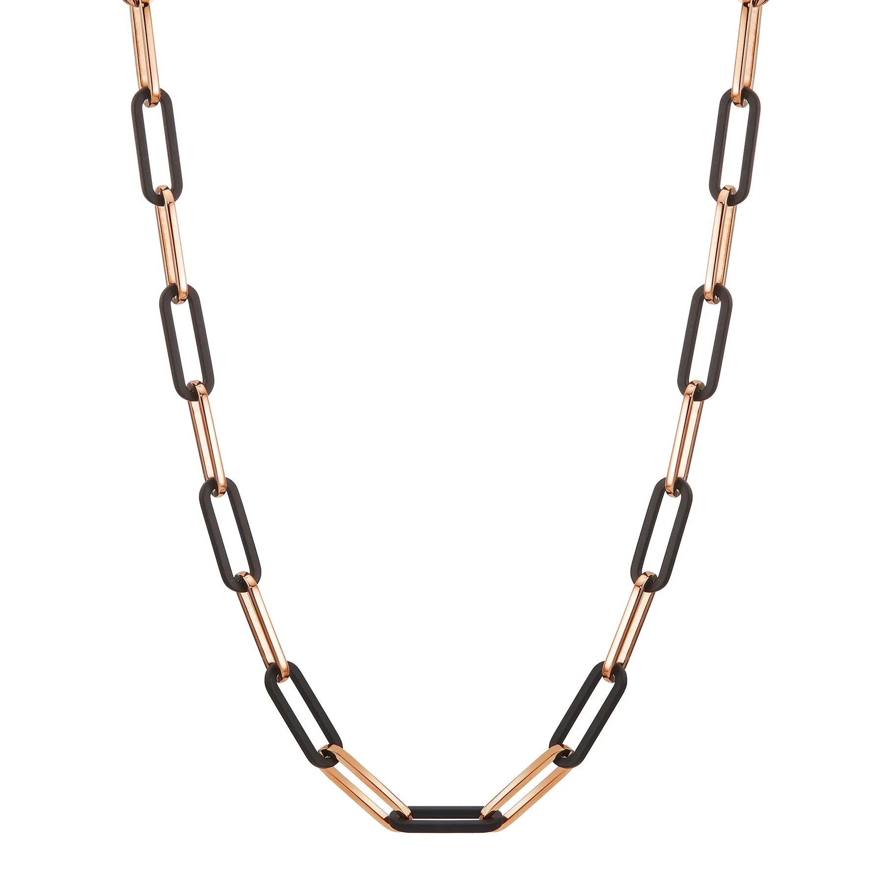596989 TeNo Rose Gold Stainless Steel   Carbon SOHO Necklace