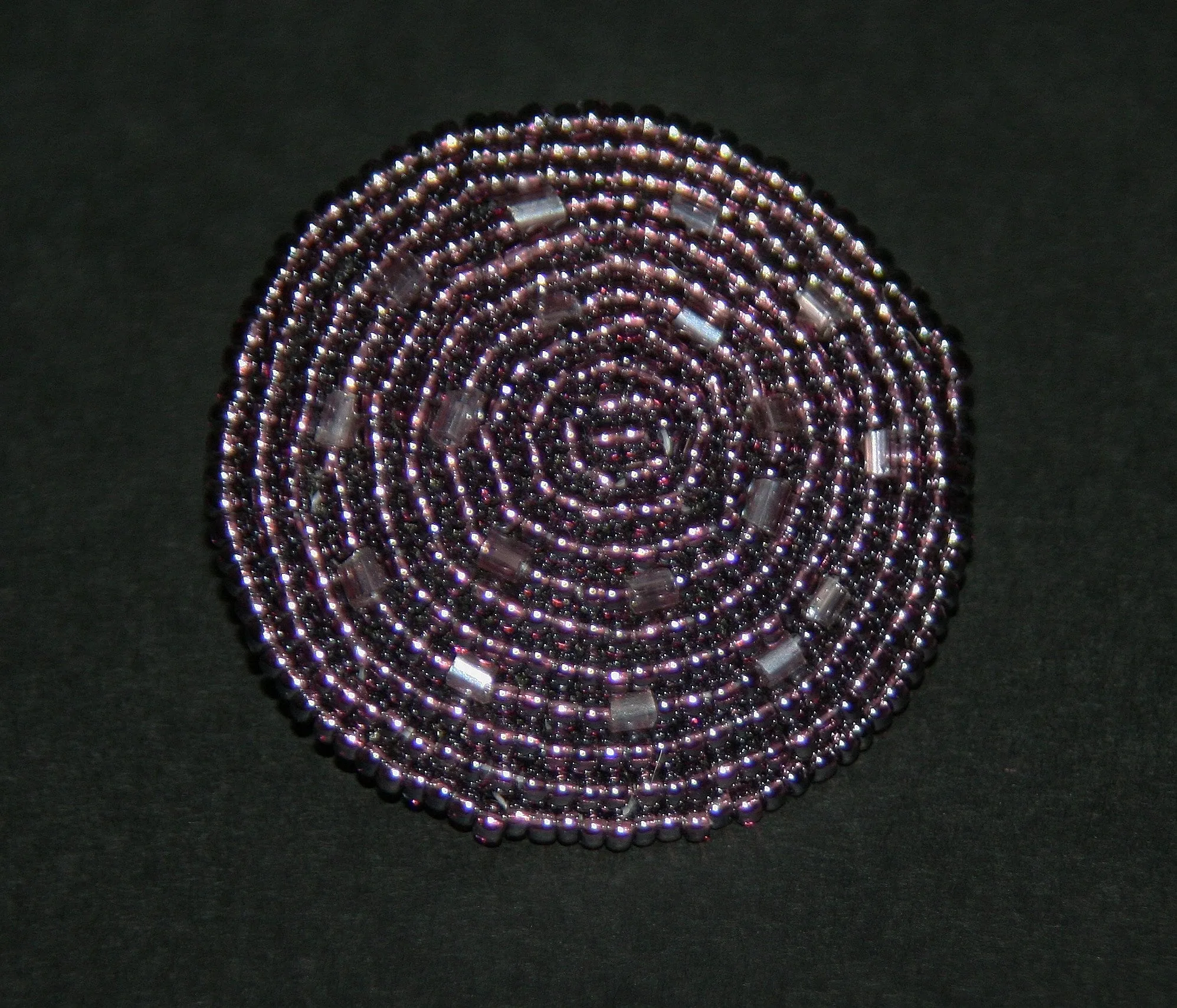 African Beaded Ring Dark Lavender Silver Color 11