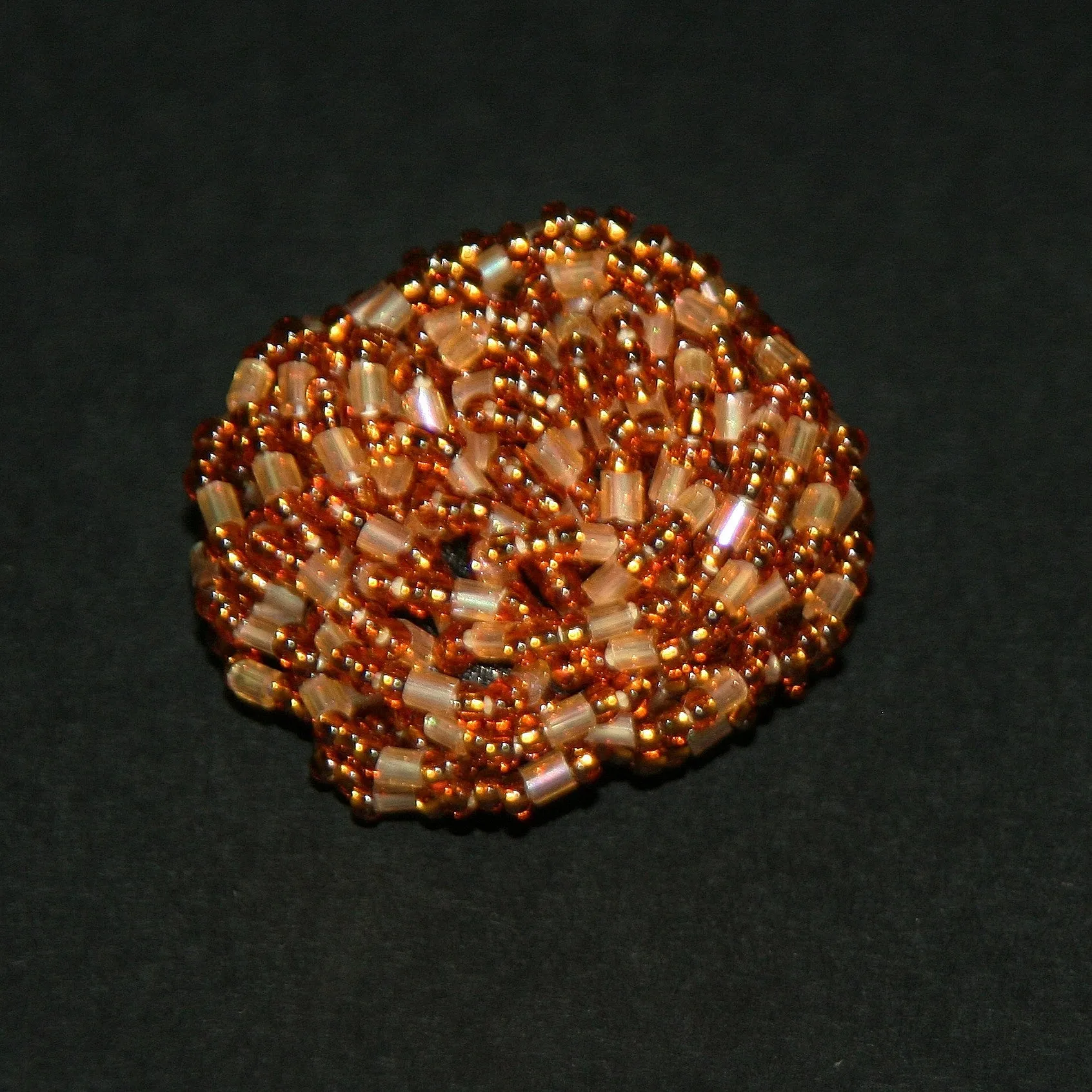 African Beaded Ring Gold Rose 24