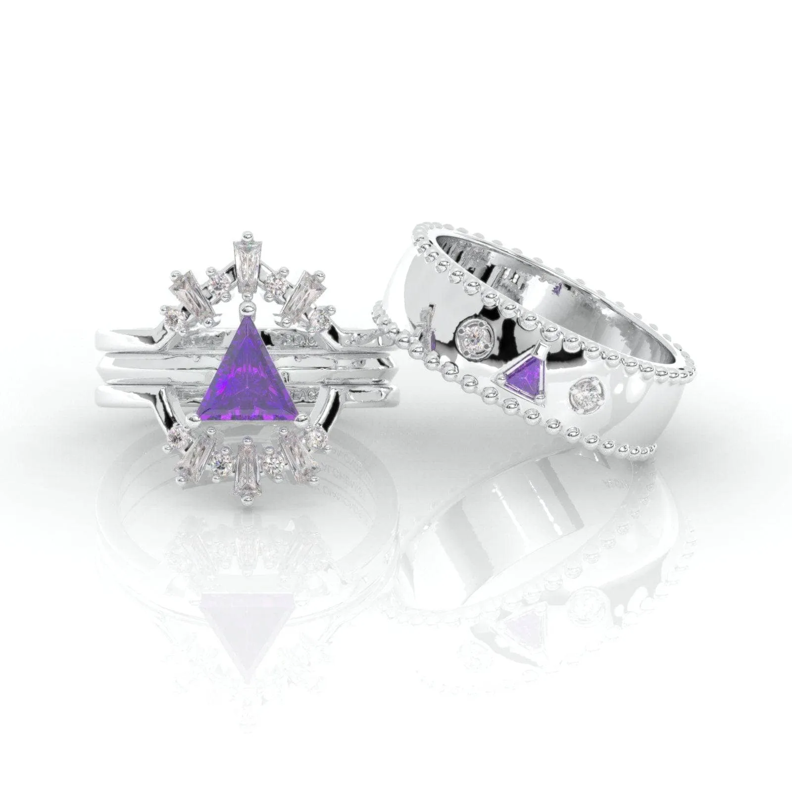 Alchemist 3 Piece Ring Set (Women)- 14k Rose Gold Video Game Inspired Rings