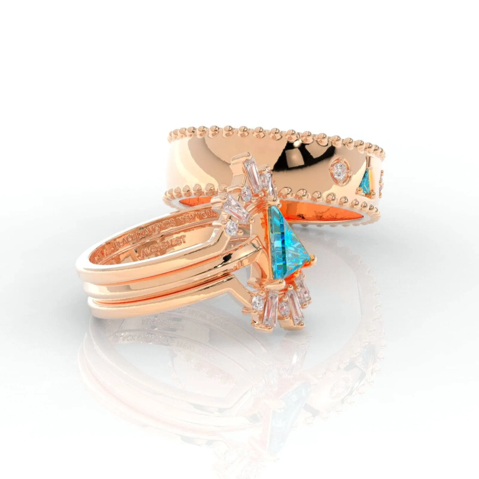 Alchemist 3 Piece Ring Set (Women)- 14k Rose Gold Video Game Inspired Rings