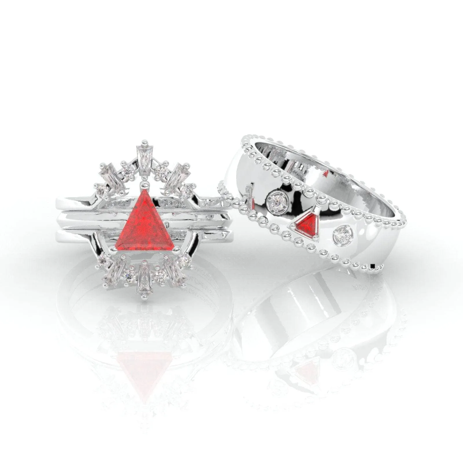 Alchemist 3 Piece Ring Set (Women)- 14k Rose Gold Video Game Inspired Rings