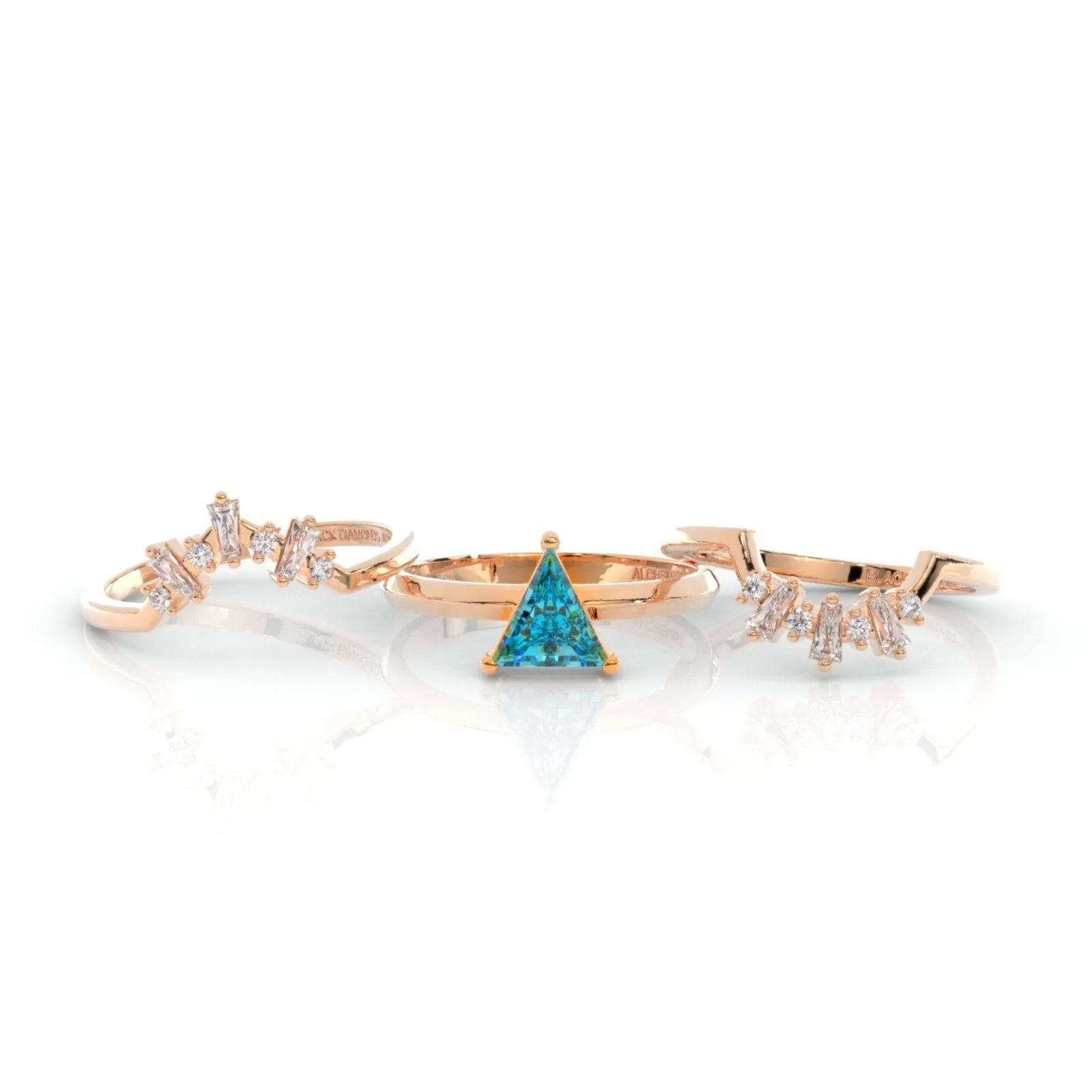 Alchemist 3 Piece Ring Set (Women)- 14k Rose Gold Video Game Inspired Rings