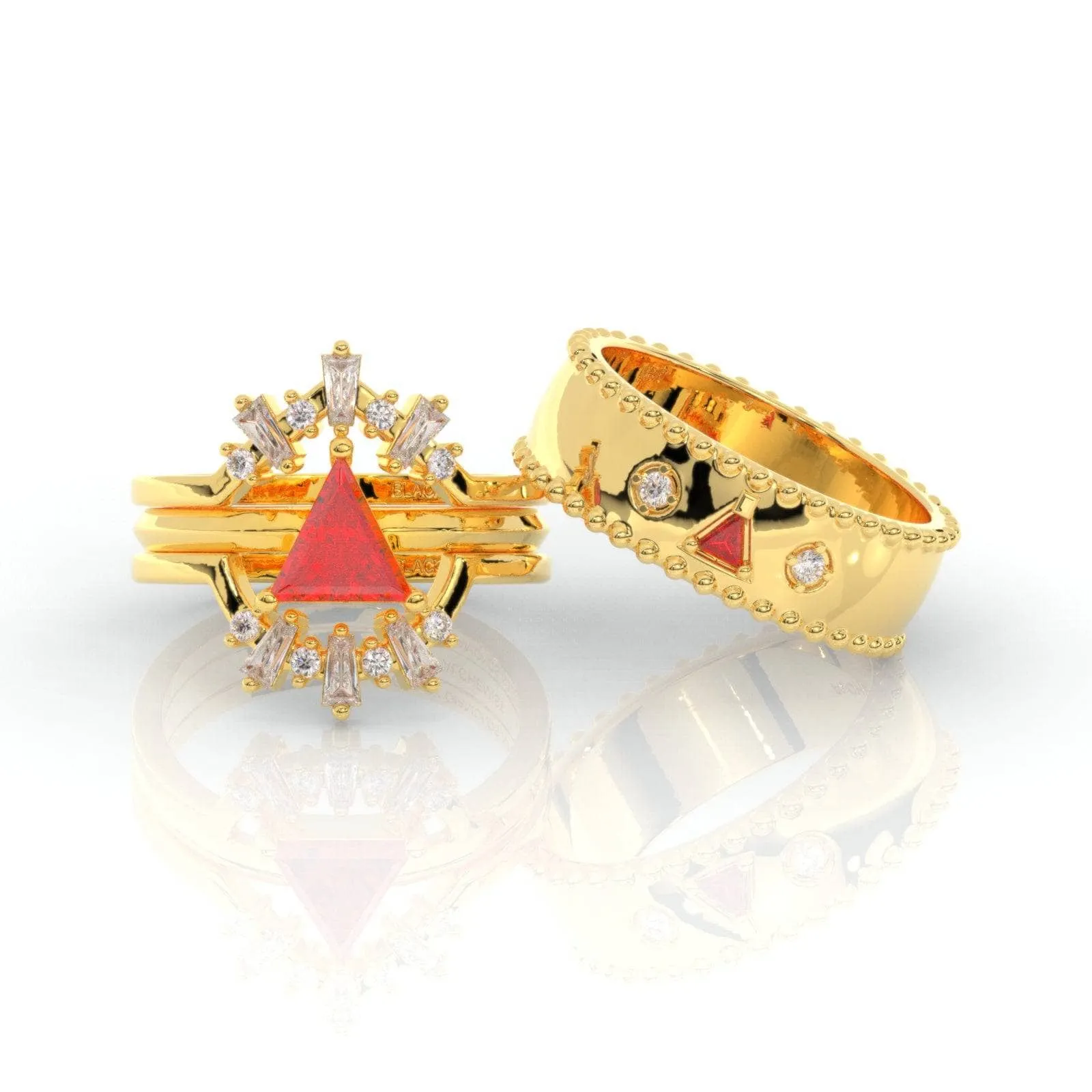 Alchemist 3 Piece Ring Set (Women)- 14k Rose Gold Video Game Inspired Rings