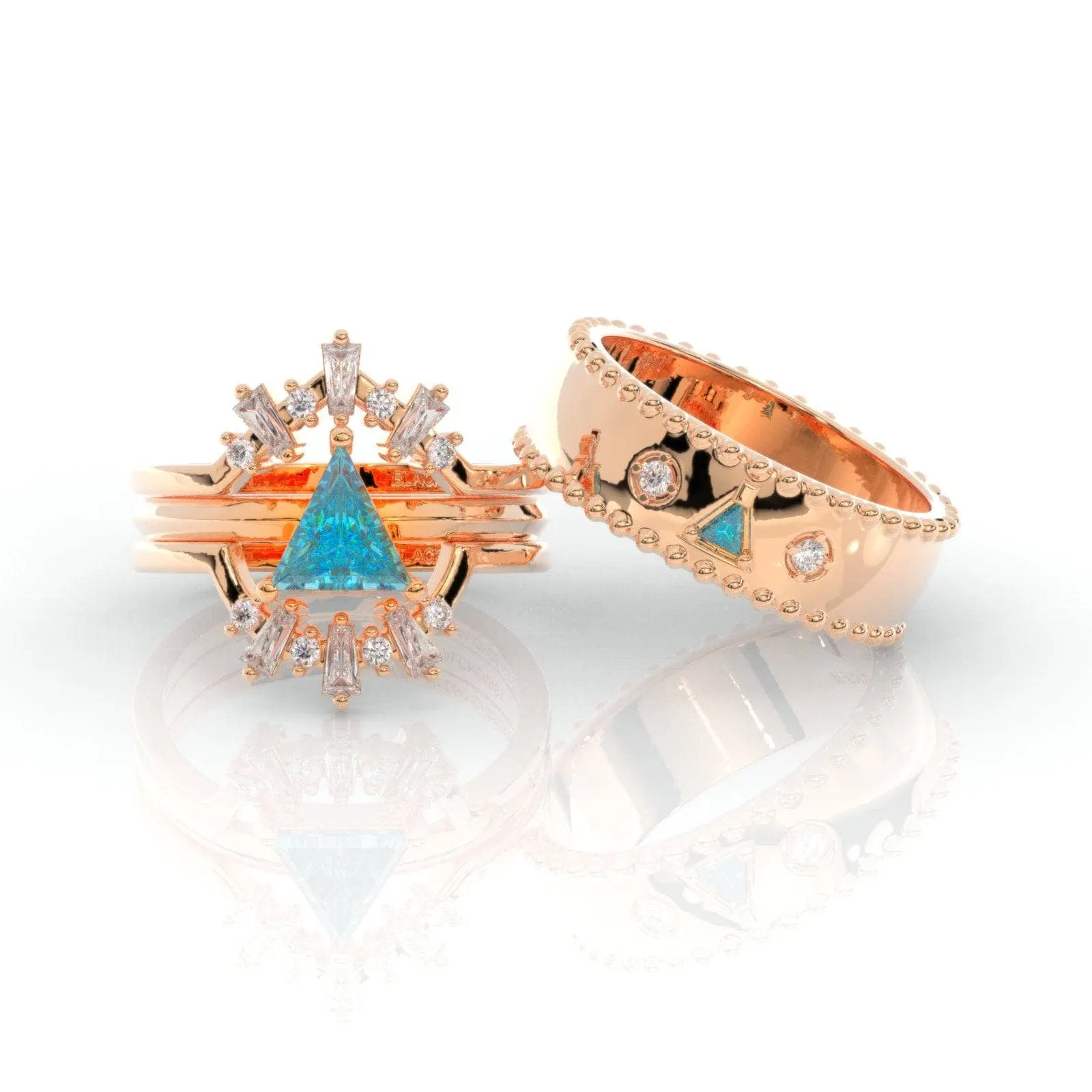 Alchemist 3 Piece Ring Set (Women)- 14k Rose Gold Video Game Inspired Rings