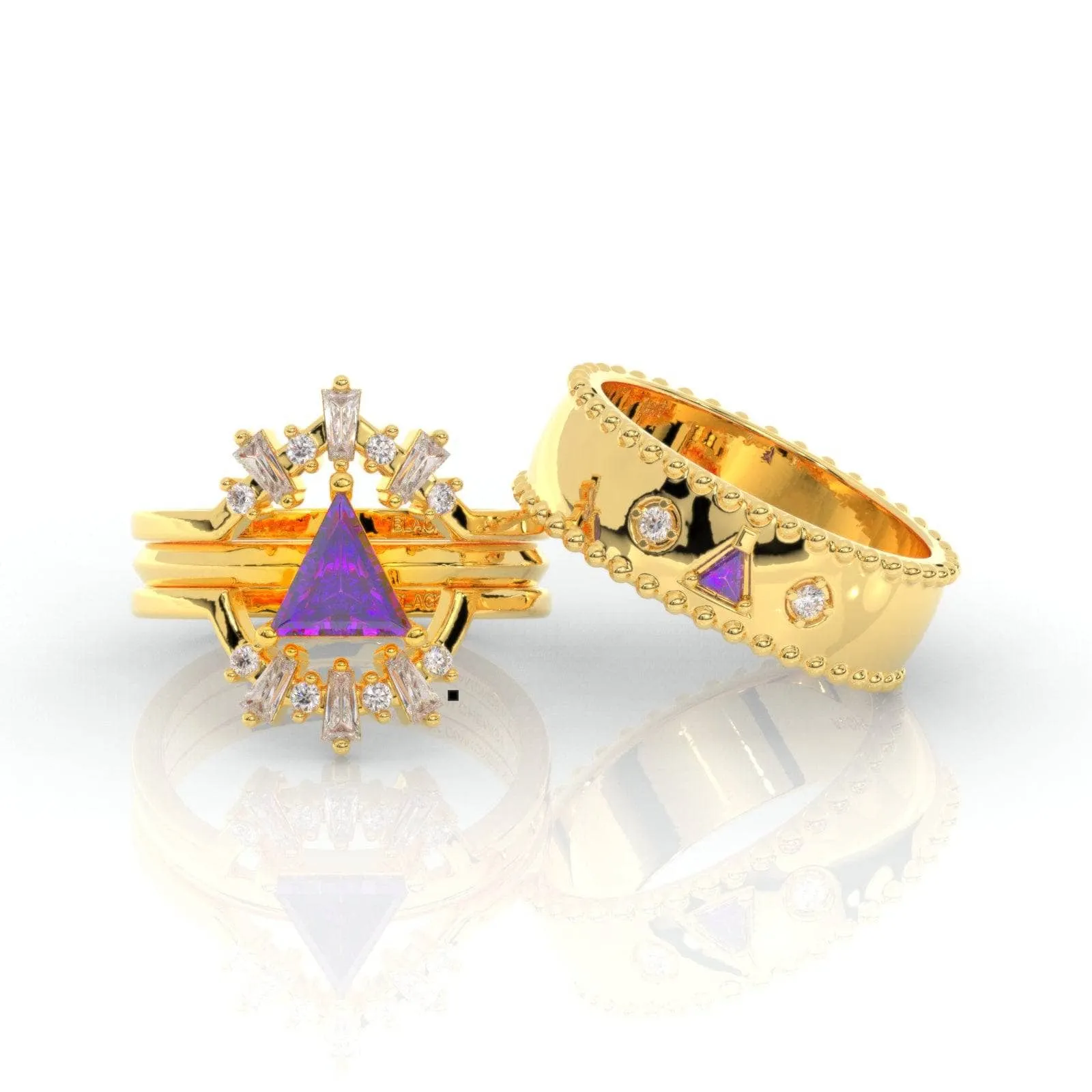 Alchemist 3 Piece Ring Set (Women)- 14k Rose Gold Video Game Inspired Rings