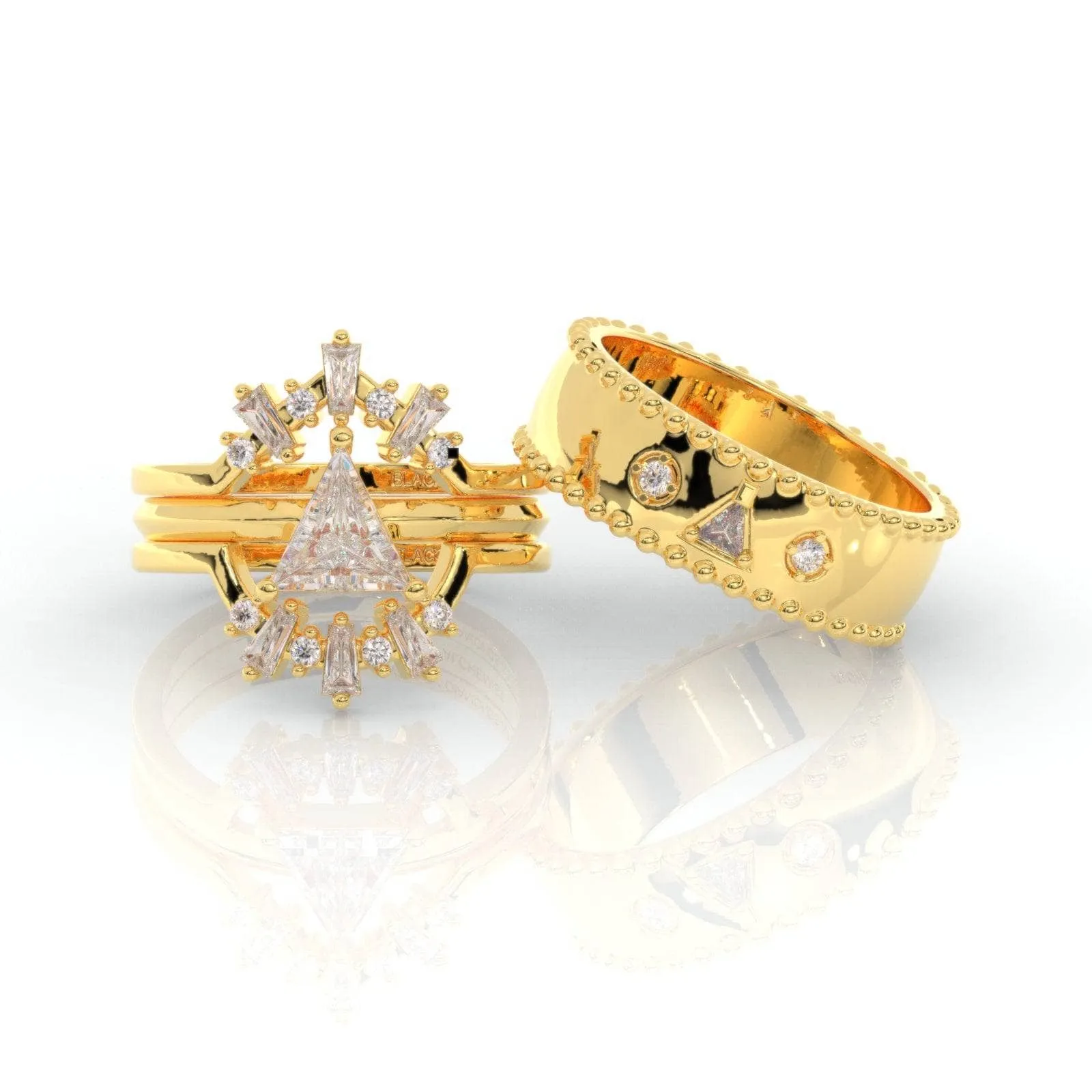 Alchemist 3 Piece Ring Set (Women)- 14k Rose Gold Video Game Inspired Rings
