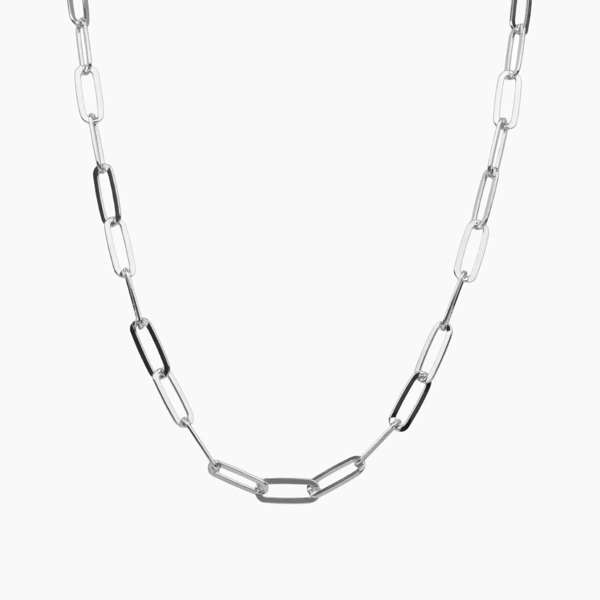 Alessia Paperclip Toggle Necklace (Silver)