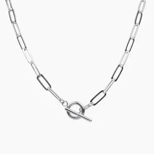 Alessia Paperclip Toggle Necklace (Silver)