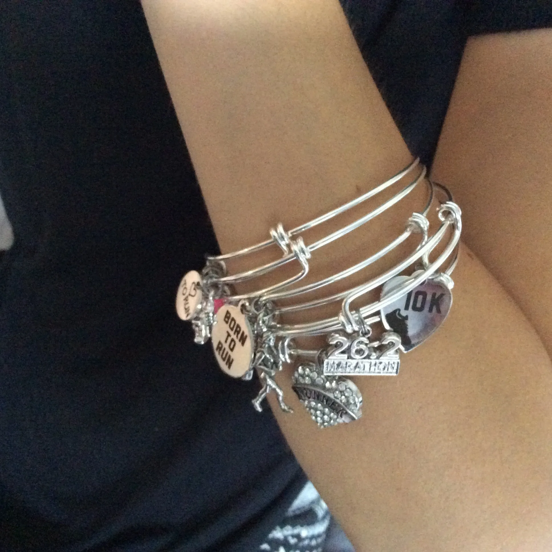 All Sports Mom Expandable Silver Charm Bracelet Football Baseball Basketball Gymnastics Adjustable Wire Bangle Gift Trendy Stacking Bangle
