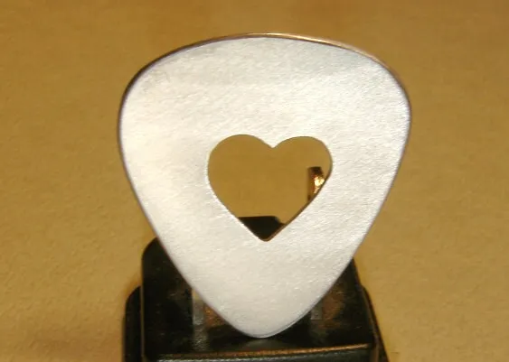 Aluminum Guitar Pick with Heart Cut Out and for Personalized Messages