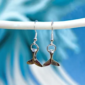 Antique Silver Whale Tail Earrings