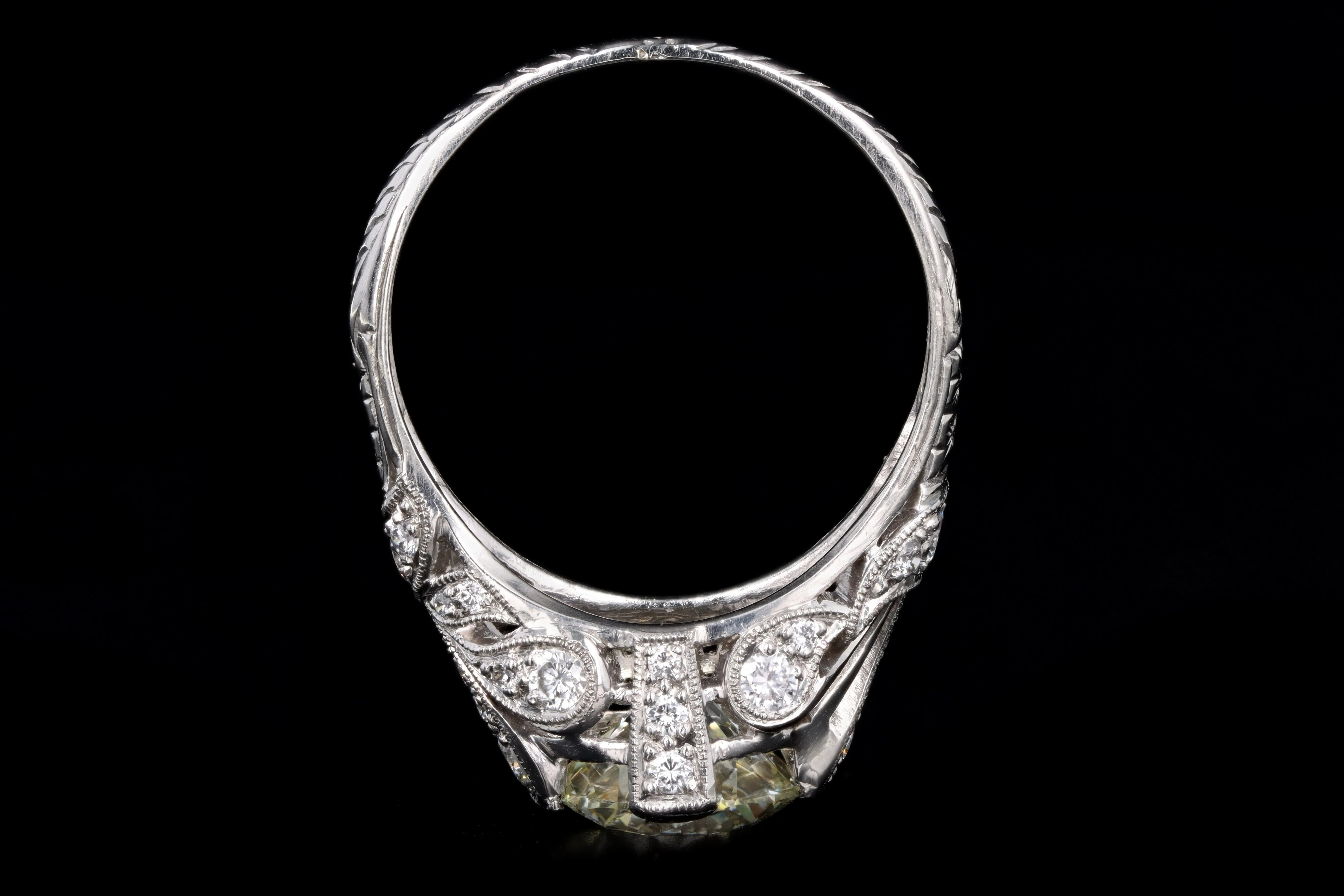 Art Deco Inspired 2.12 Carat Round Brilliant Cut Diamond Engagement Ring
