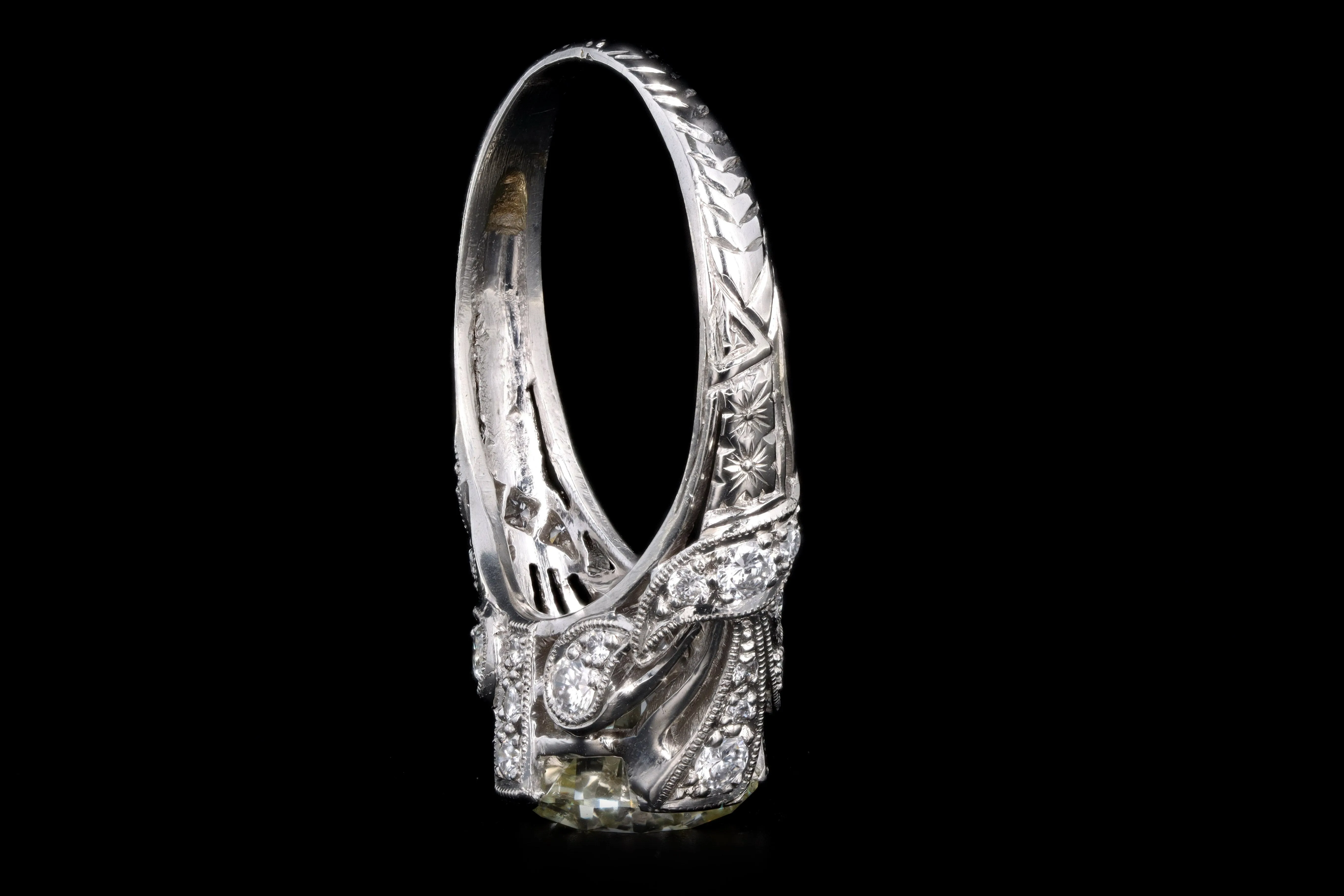 Art Deco Inspired 2.12 Carat Round Brilliant Cut Diamond Engagement Ring