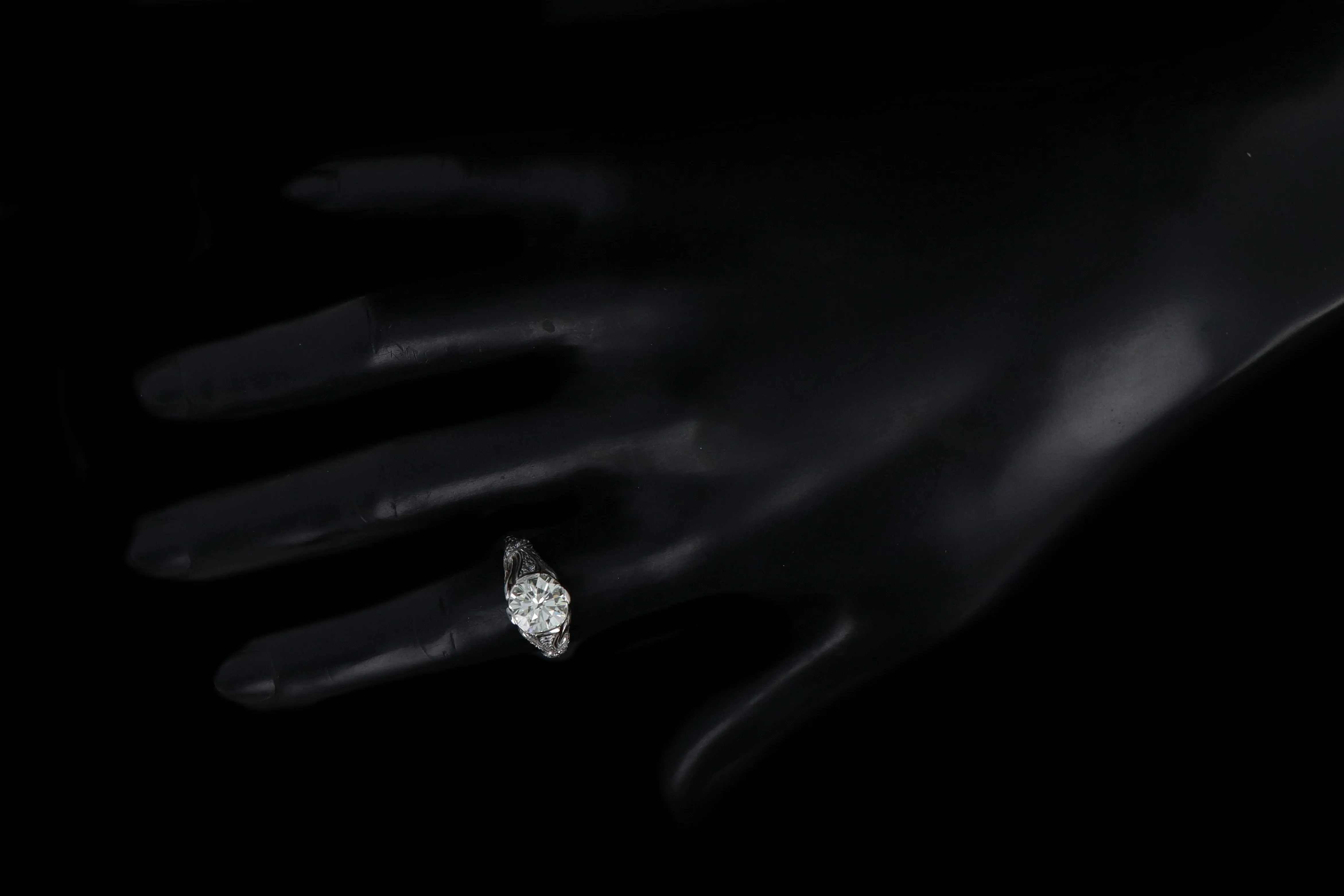 Art Deco Inspired 2.12 Carat Round Brilliant Cut Diamond Engagement Ring