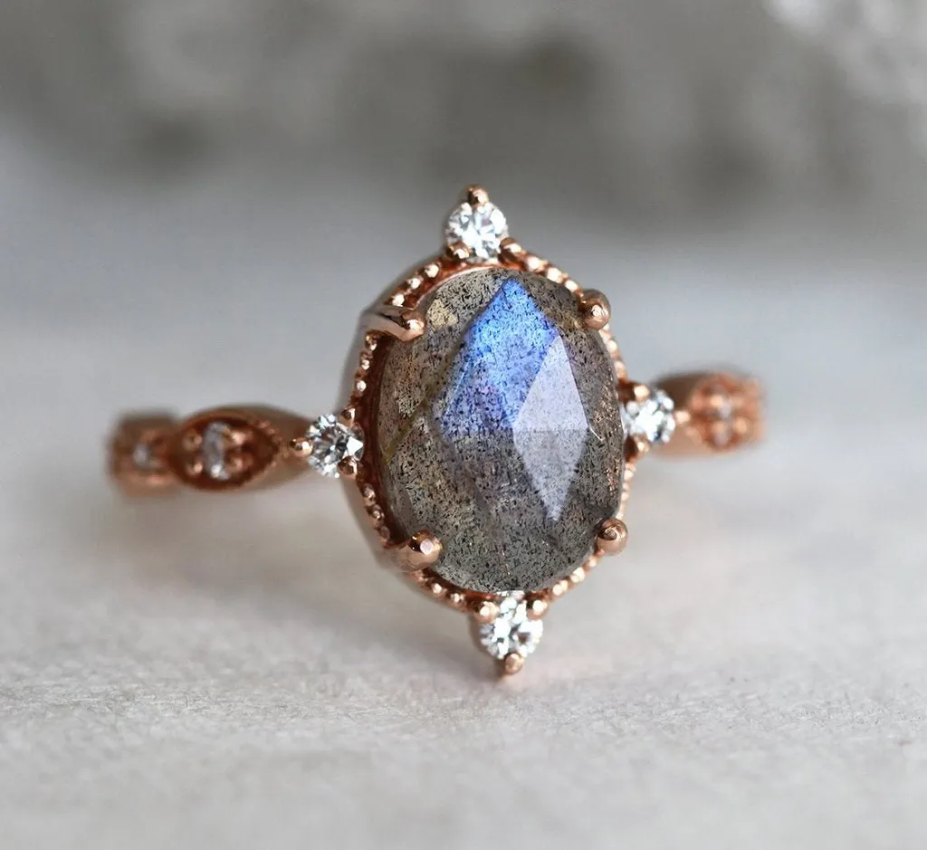 Arya Vintage Inspired Labradorite Ring